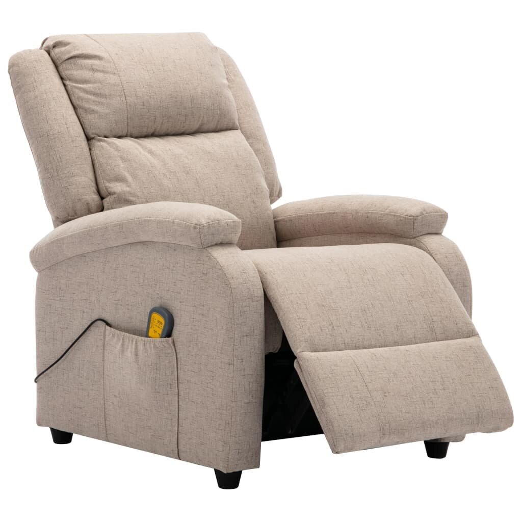 Elektrisks atgāžams masāžas krēsls vidaXL, krēmkrāsas cena un informācija | Atpūtas krēsli | 220.lv
