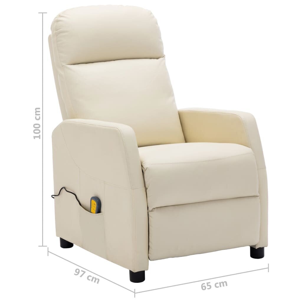 Elektrisks atgāžams masāžas krēsls vidaXL, krēmbalts cena un informācija | Atpūtas krēsli | 220.lv