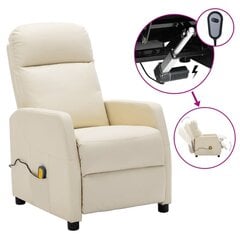 Elektrisks atgāžams masāžas krēsls vidaXL, krēmbalts cena un informācija | Atpūtas krēsli | 220.lv