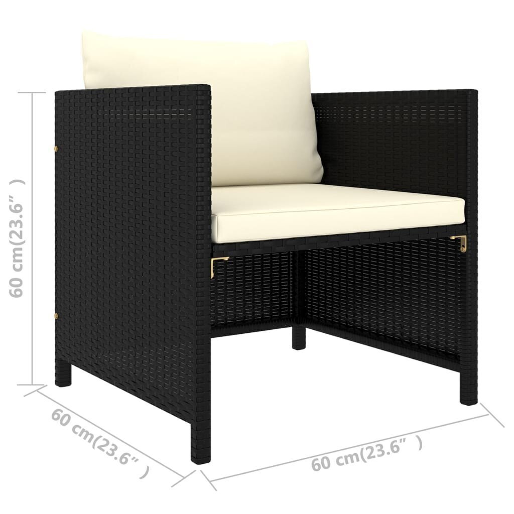 Dārza dīvāna komplekts ar matračiem vidaXL, 4 daļas, melns цена и информация | Dārza mēbeļu komplekti | 220.lv