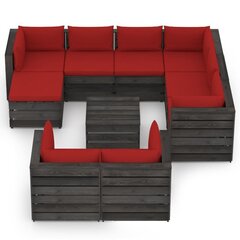 Комплект уличной мебели с подушками (10 шт.), черный цена и информация | Комплекты уличной мебели | 220.lv