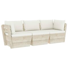 Trīsvietīgs dārza palešu dīvāns ar matračiem vidaXL kaina ir informacija | Dārza krēsli | 220.lv
