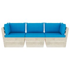 Trīsvietīgs dārza palešu dīvāns ar matračiem vidaXL цена и информация | скамейка со столиком | 220.lv