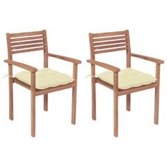 Dārza krēsli vidaXL, 2 gab., krēmbalti matrači cena un informācija | Dārza krēsli | 220.lv