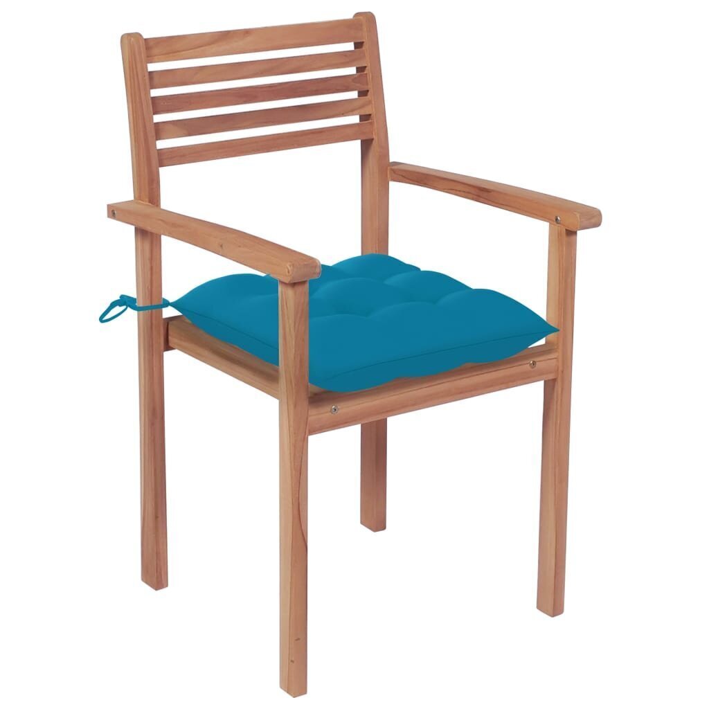 Dārza krēsli vidaXL, gaiši zili matrači, 4 gab. cena un informācija | Dārza krēsli | 220.lv