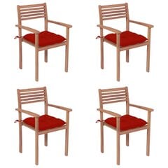 Dārza krēsli vidaXL, sarkani matrači, 4 gab. cena un informācija | Dārza krēsli | 220.lv