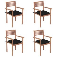 Dārza krēsli vidaXL, melni matrači, 4 gab. cena un informācija | Dārza krēsli | 220.lv