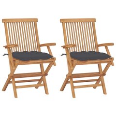 Dārza krēsli vidaXL, antracītpelēki matrači, 2 gab. cena un informācija | Dārza krēsli | 220.lv