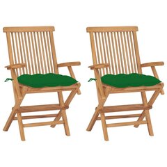 Dārza krēsli vidaXL, zaļi matrači, 2 gab. cena un informācija | Dārza krēsli | 220.lv