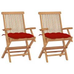 Dārza krēsli vidaXL, sarkani matrači, 2 gab. cena un informācija | Dārza krēsli | 220.lv