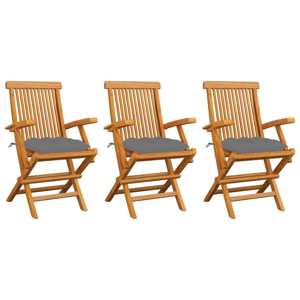 Dārza krēsli vidaXL, pelēki matrači, 3 gab. cena un informācija | Dārza krēsli | 220.lv