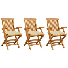 Dārza krēsli vidaXL, krēmbalti matrači, 3 gab. cena un informācija | Dārza krēsli | 220.lv