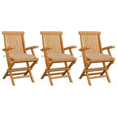 Dārza krēsli vidaXL, bēši matrači, 3 gab. cena un informācija | Dārza krēsli | 220.lv