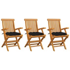Dārza krēsli vidaXL, melni matrači, 3 gab. cena un informācija | Dārza krēsli | 220.lv
