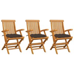 Dārza krēsli vidaXL, pelēkbrūni matrači, 3 gab. cena un informācija | Dārza krēsli | 220.lv