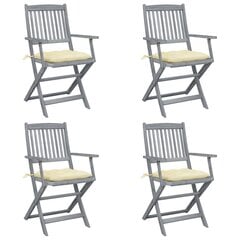 Saliekami āra krēsli ar matračiem vidaXL, 4 gab. cena un informācija | Dārza krēsli | 220.lv
