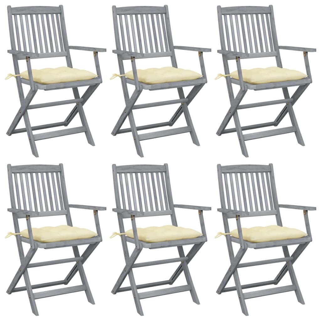 Saliekami āra krēsli ar matračiem vidaXL, 6 gab. цена и информация | Dārza krēsli | 220.lv