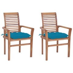 Virtuves krēsli vidaXL, 2 gab., gaiši zili matrači cena un informācija | Dārza krēsli | 220.lv