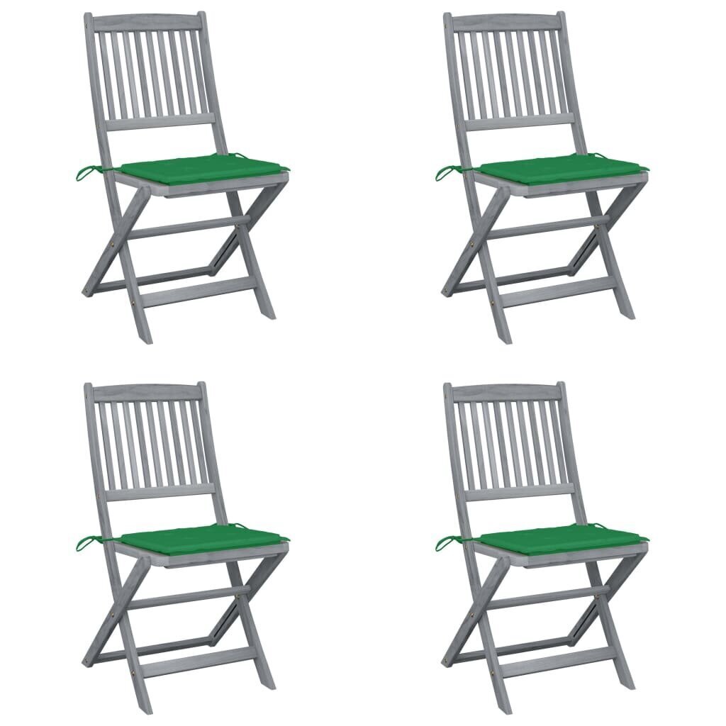 Saliekami āra krēsli ar matračiem vidaXL, 4 gab. цена и информация | Dārza krēsli | 220.lv