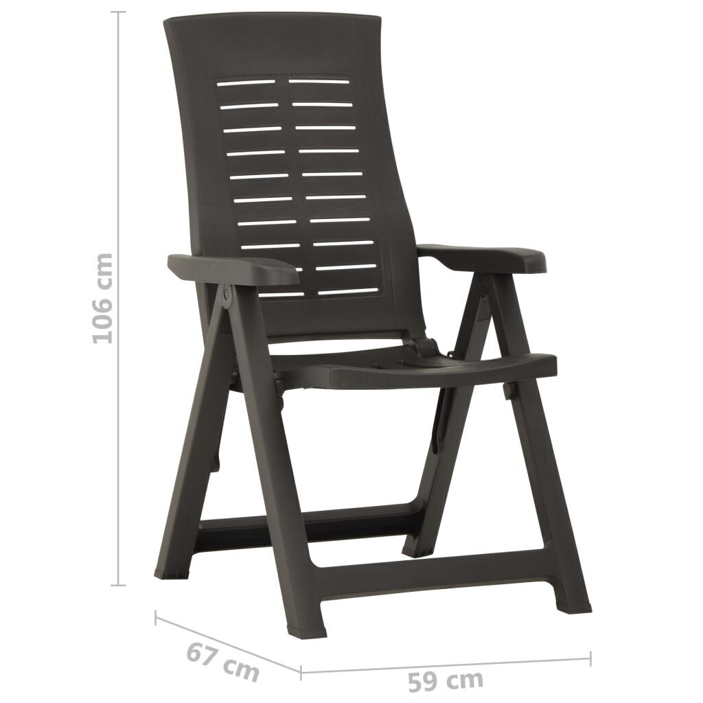 Atgāžami dārza krēsli vidaXL, 2 gab., antracītpelēki cena un informācija | Dārza krēsli | 220.lv