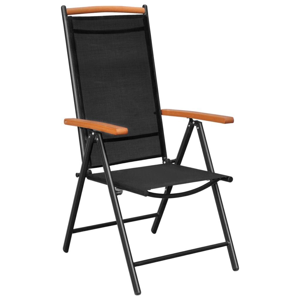 Saliekami dārza krēsli vidaXL, 6 gab., melni cena un informācija | Dārza krēsli | 220.lv
