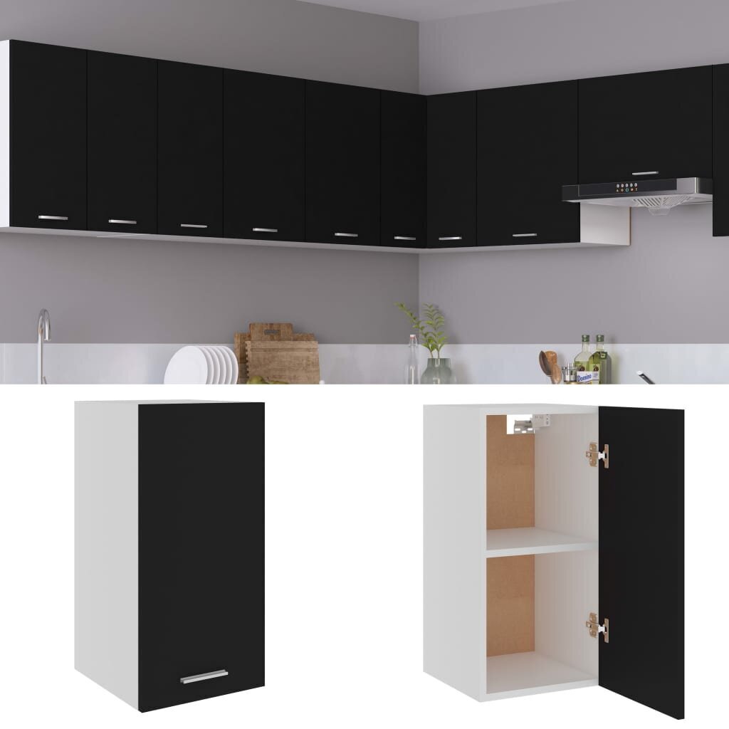 vidaXL virtuves skapītis, melns, 29,5x31x60 cm, skaidu plāksne cena un informācija | Virtuves skapīši | 220.lv