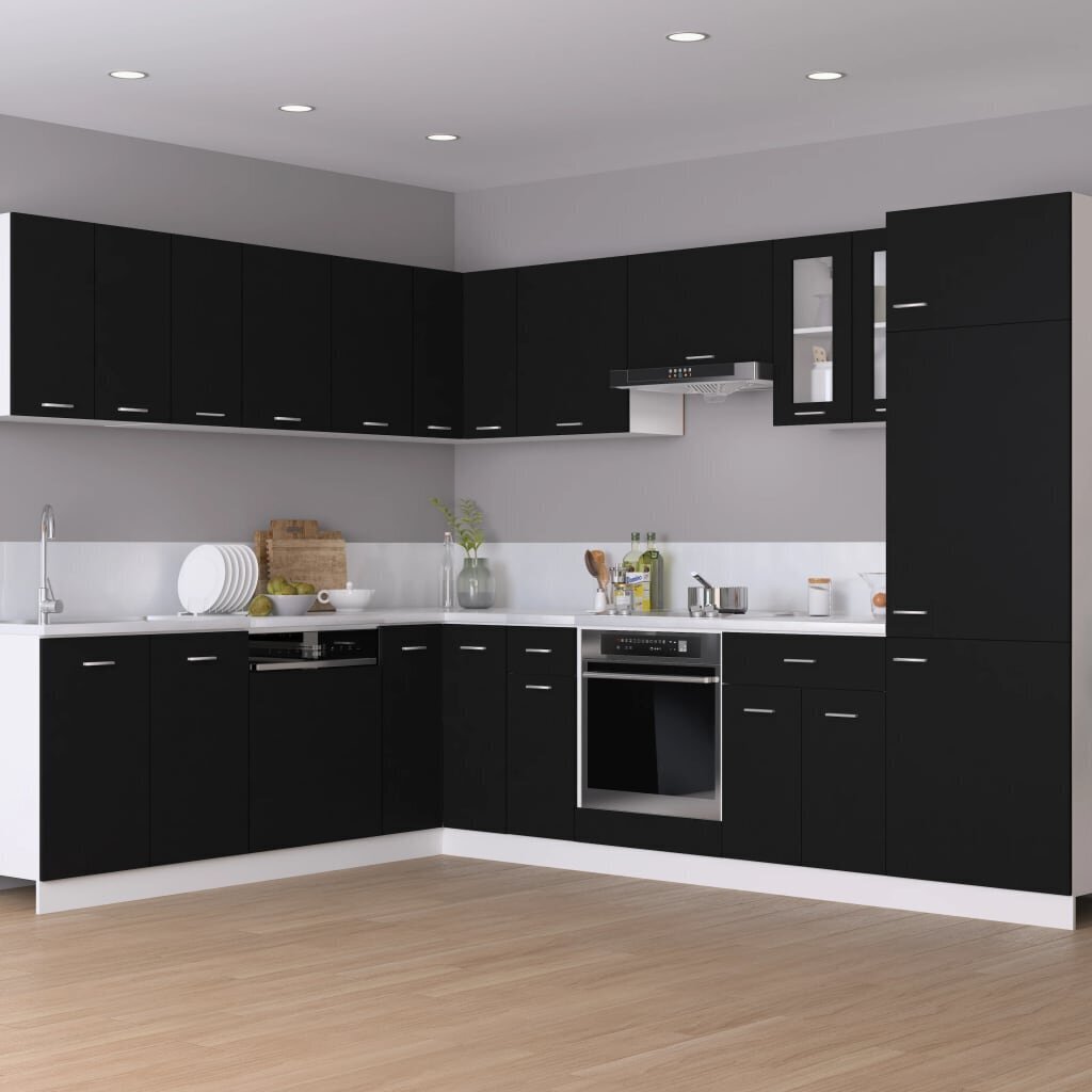 vidaXL virtuves skapītis, melns, 29,5x31x60 cm, skaidu plāksne cena un informācija | Virtuves skapīši | 220.lv
