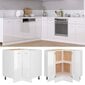 vidaXL virtuves stūra skapītis, spīdīgi balts, 75,5x75,5x80,5 cm cena un informācija | Virtuves skapīši | 220.lv