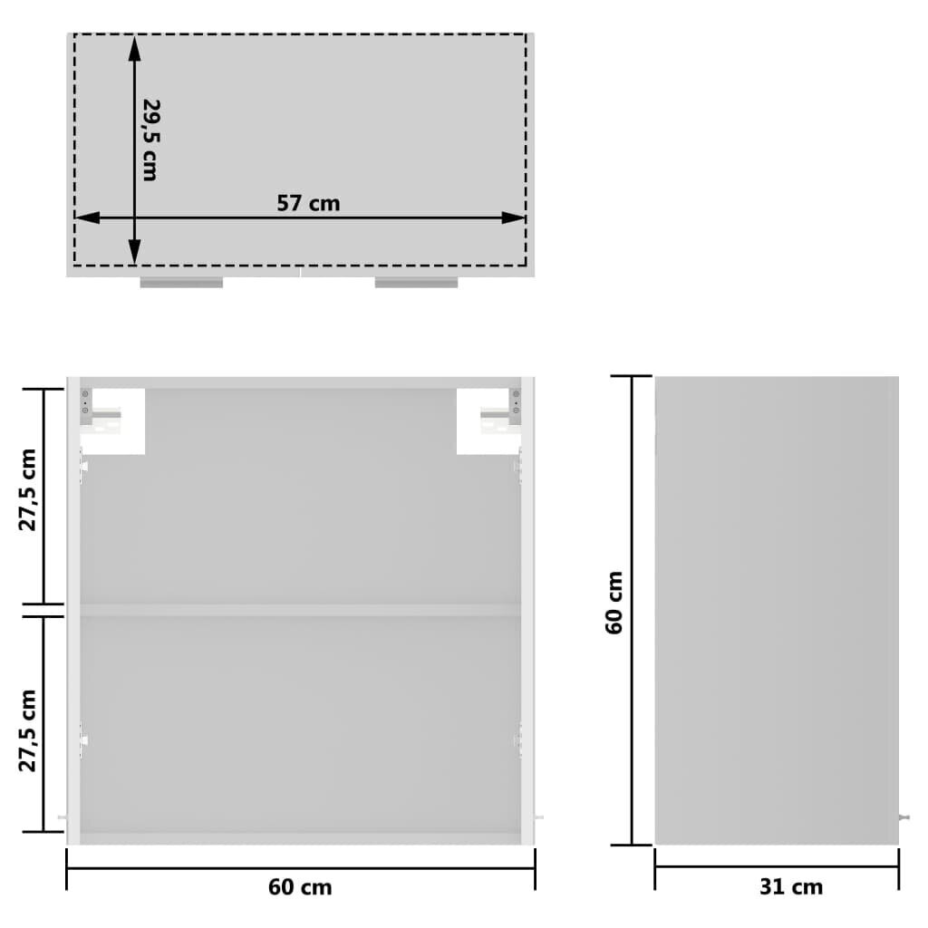 vidaXL piekarams skapītis, spīdīgi balts, 60x31x60 cm, stikls cena un informācija | Virtuves skapīši | 220.lv