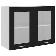 vidaXL piekarams skapītis, melns, 80x31x60 cm, stikls, skaidu plātne цена и информация | Кухонные шкафчики | 220.lv