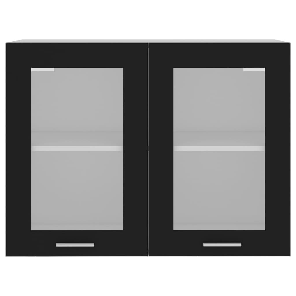 vidaXL piekarams skapītis, melns, 80x31x60 cm, stikls, skaidu plātne cena un informācija | Virtuves skapīši | 220.lv