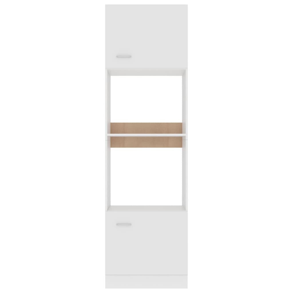 vidaXL mikroviļņu krāsns skapītis, balts, 60x57x207 cm, skaidu plāksne cena un informācija | Virtuves skapīši | 220.lv