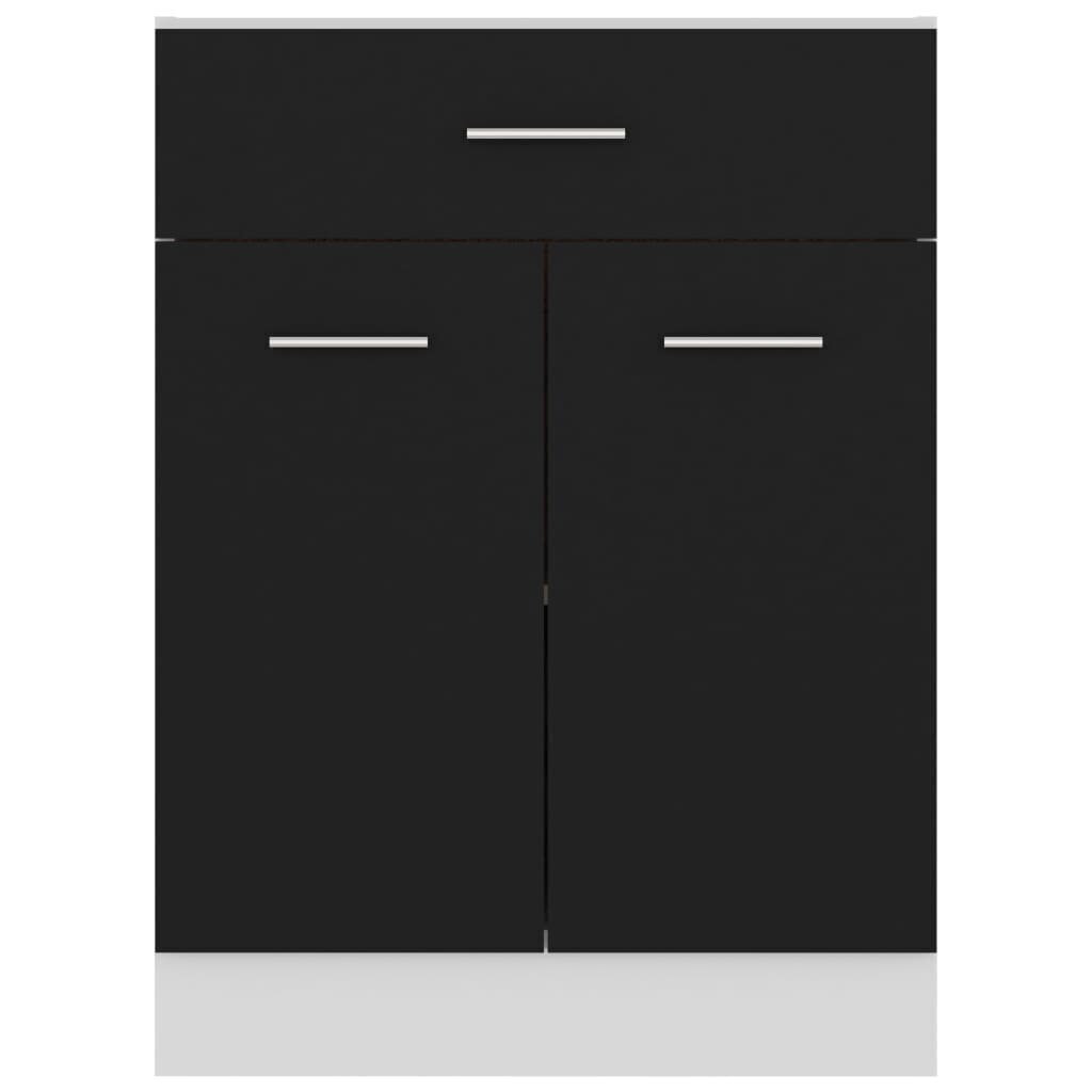 vidaXL apakšējais skapītis ar atvilktnēm, melns, 60x46x81,5 cm cena un informācija | Virtuves skapīši | 220.lv