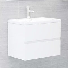 Skapītis ar iebūvētu izlietni vidaXL, spīdīgi balts цена и информация | Шкафчики для ванной | 220.lv