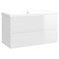 Skapītis ar iebūvētu izlietni vidaXL, spīdīgi balts cena un informācija | Vannas istabas skapīši | 220.lv