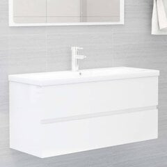 Skapītis ar iebūvētu izlietni vidaXL, spīdīgi balts цена и информация | Шкафчики для ванной | 220.lv