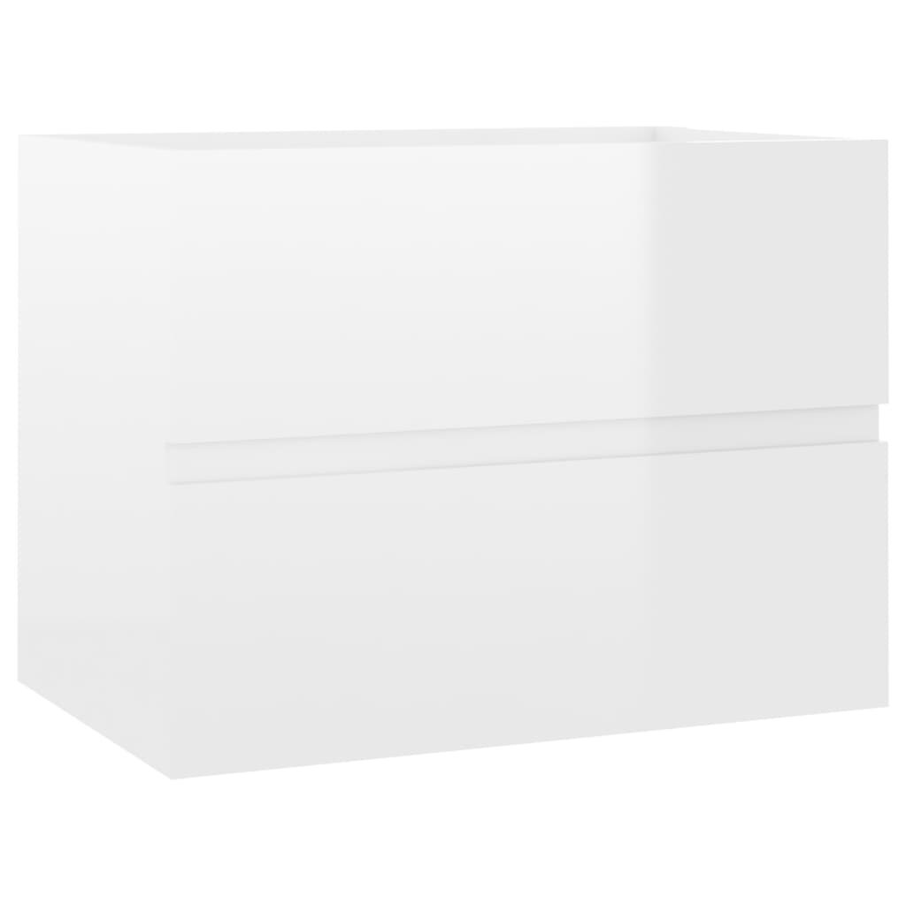 Skapītis ar iebūvētu izlietni vidaXL, spīdīgi balts cena un informācija | Vannas istabas mēbeļu komplekti | 220.lv