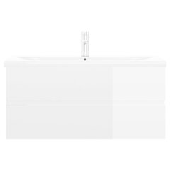 Skapītis ar iebūvētu izlietni vidaXL, spīdīgi balts cena un informācija | Vannas istabas mēbeļu komplekti | 220.lv