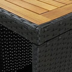 vidaXL bāra galds ar plauktiem, 120x60x110 cm, melna PE rotangpalma цена и информация | Кухонные и обеденные столы | 220.lv