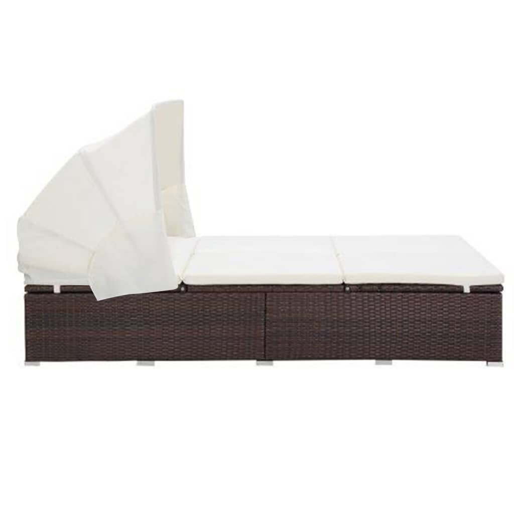 Divvietīga sauļošanās gulta ar matraci vidaXL, brūna, divvietīga cena un informācija | Sauļošanās krēsli | 220.lv
