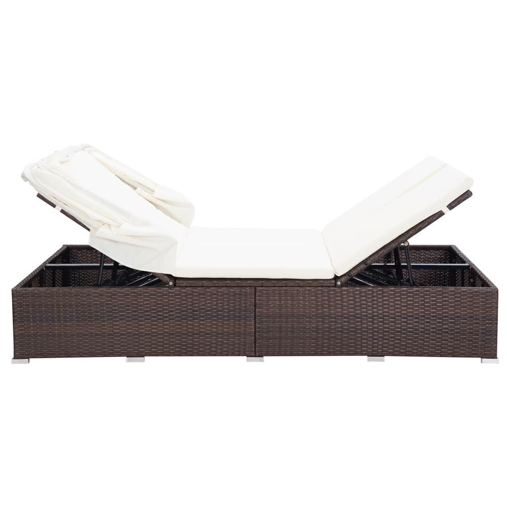 Divvietīga sauļošanās gulta ar matraci vidaXL, brūna, divvietīga цена и информация | Sauļošanās krēsli | 220.lv