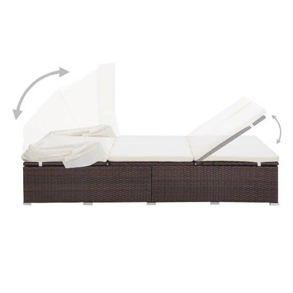 Divvietīga sauļošanās gulta ar matraci vidaXL, brūna, divvietīga cena un informācija | Sauļošanās krēsli | 220.lv