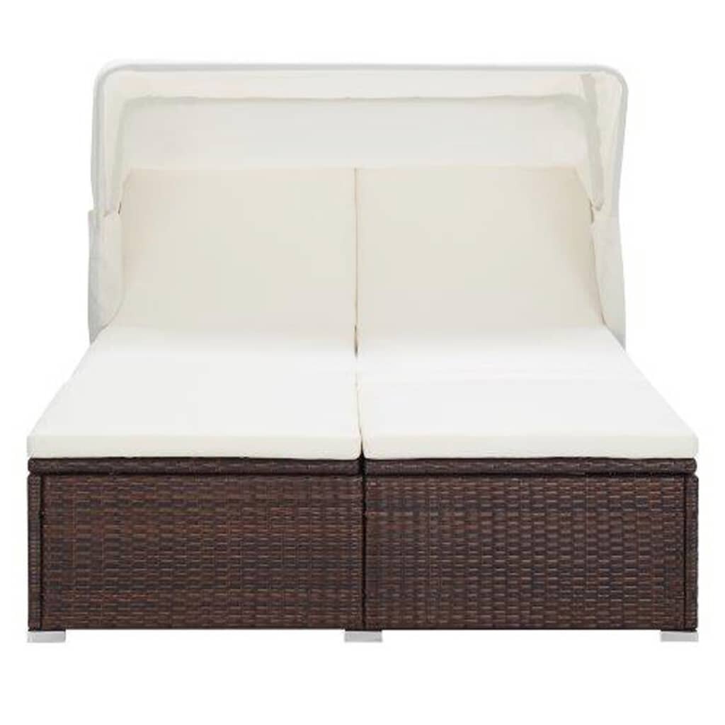 Divvietīga sauļošanās gulta ar matraci vidaXL, brūna, divvietīga цена и информация | Sauļošanās krēsli | 220.lv