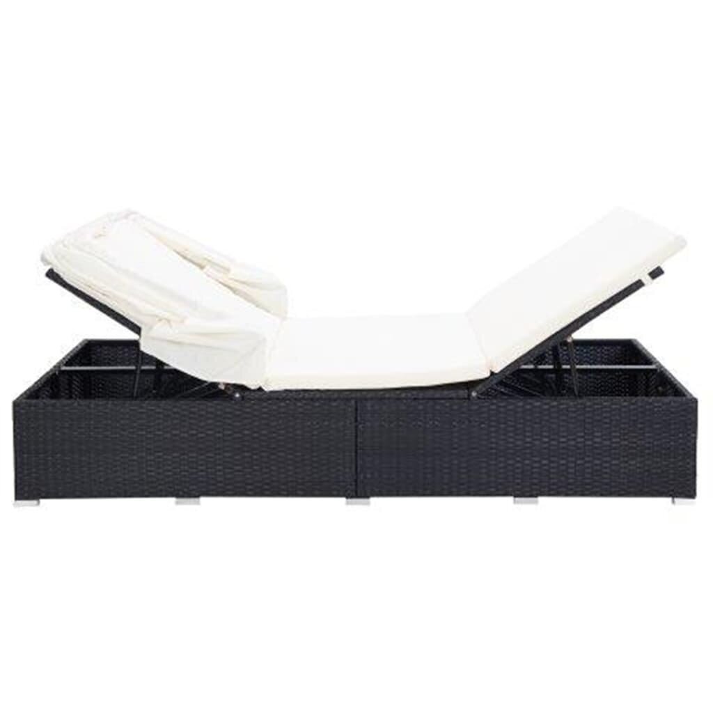 Divvietīga sauļošanās gulta ar matraci vidaXL, melna, divvietīga цена и информация | Sauļošanās krēsli | 220.lv