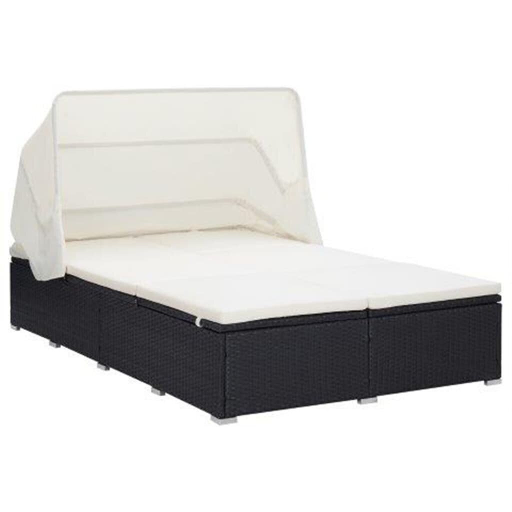 Divvietīga sauļošanās gulta ar matraci vidaXL, melna, divvietīga cena un informācija | Sauļošanās krēsli | 220.lv