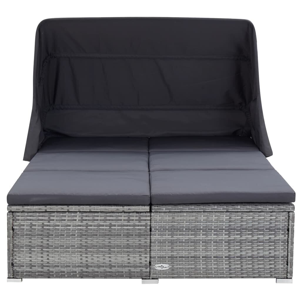 Divvietīga sauļošanās gulta ar matraci vidaXL, pelēka, divvietīga cena un informācija | Sauļošanās krēsli | 220.lv