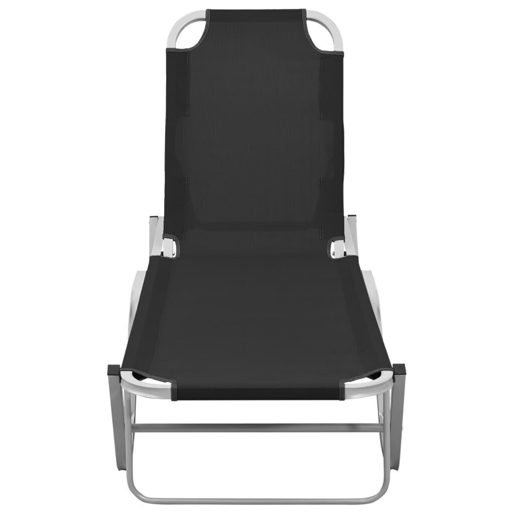 Sauļošanās zvilnis, vidaXL melns cena un informācija | Sauļošanās krēsli | 220.lv
