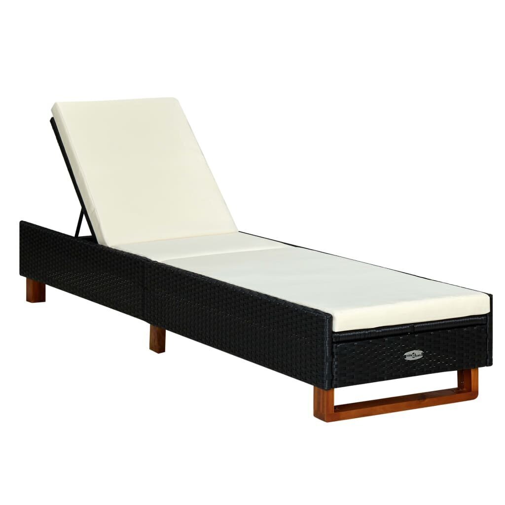 Sauļošanās gulta ar matraci vidaXL, melna cena un informācija | Sauļošanās krēsli | 220.lv