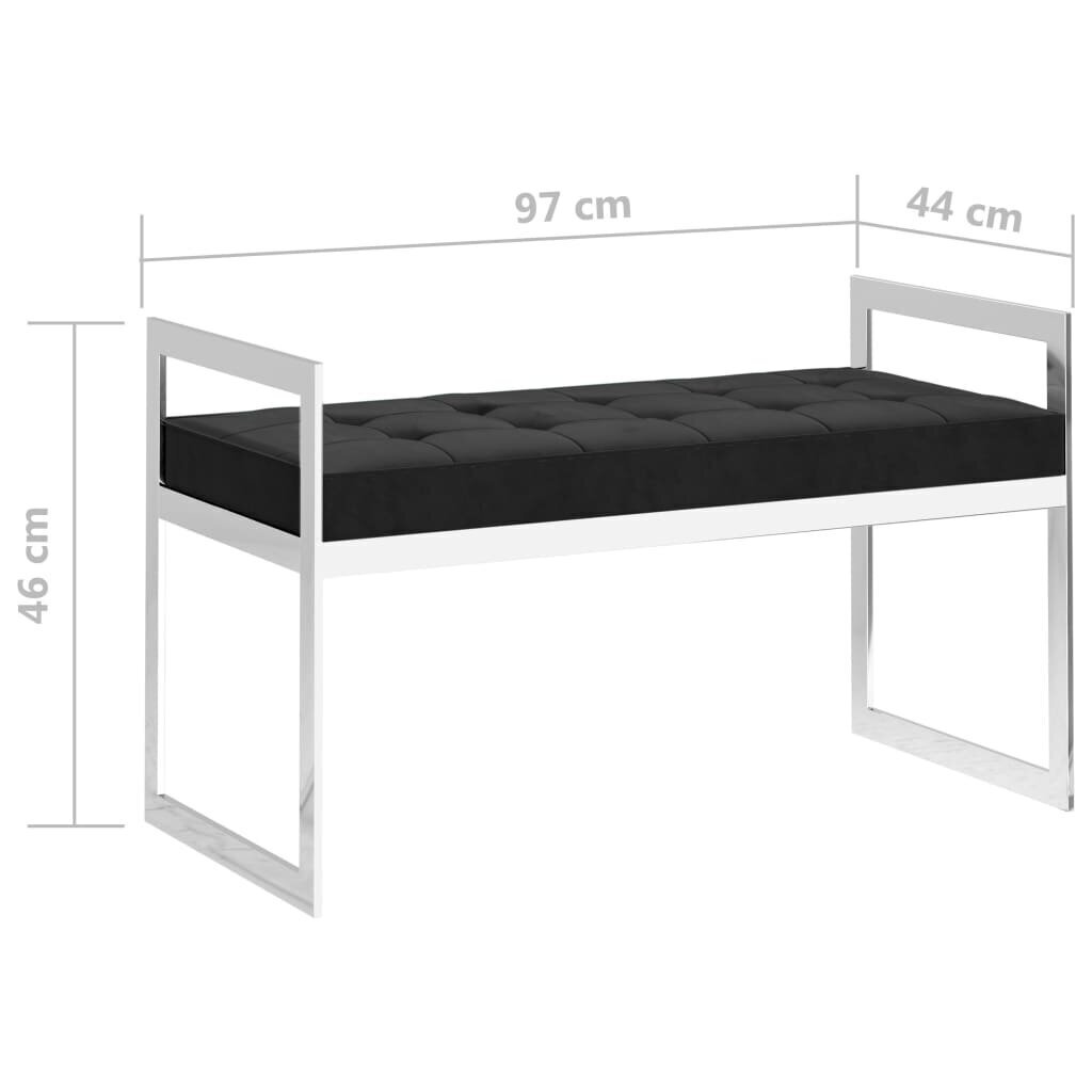 vidaXL sols, 97 cm, melns samts un nerūsējošs tērauds цена и информация | Apavu skapji, apavu plaukti, priekšnama soliņi | 220.lv