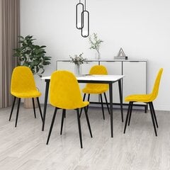 vidaXL virtuves krēsli, 4 gab., sinepju dzeltens samts cena un informācija | Virtuves un ēdamistabas krēsli | 220.lv